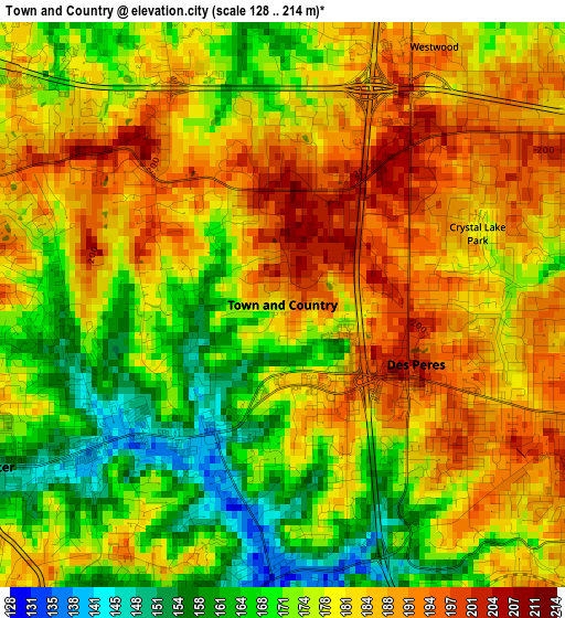 Town and Country elevation map