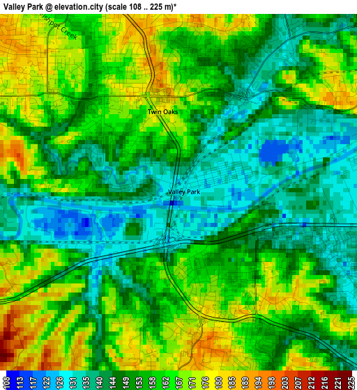 Valley Park elevation map