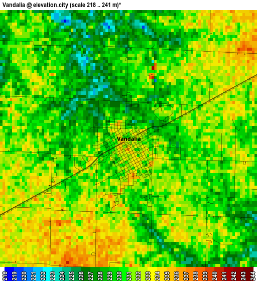 Vandalia elevation map