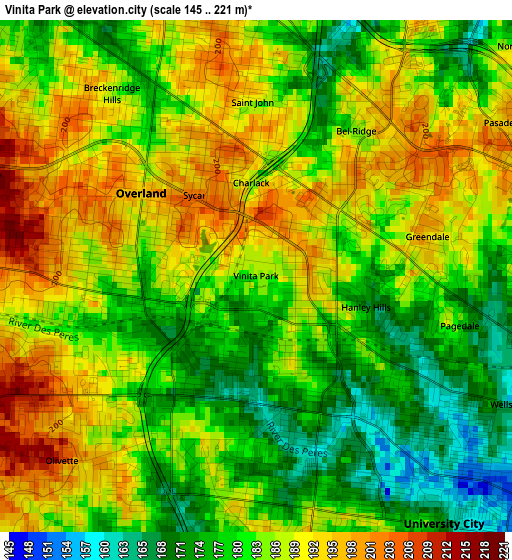 Vinita Park elevation map