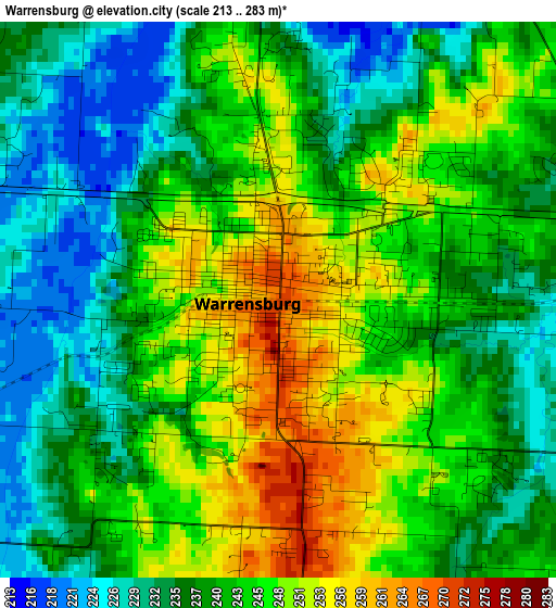 Warrensburg elevation map