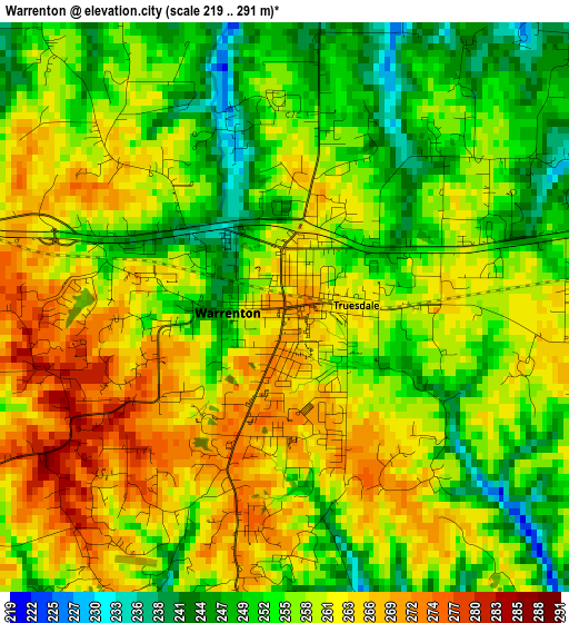 Warrenton elevation map