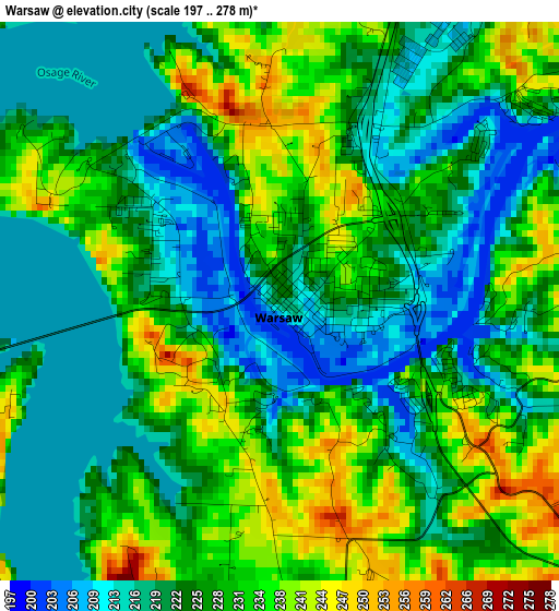 Warsaw elevation map