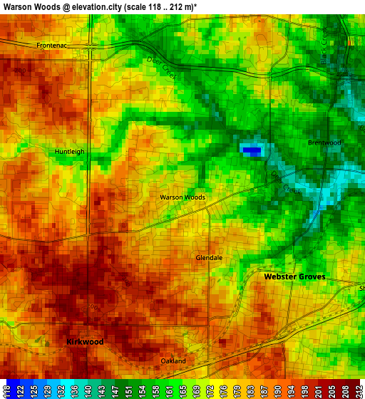 Warson Woods elevation map