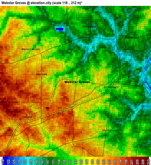 Webster Groves elevation map