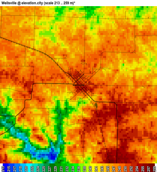 Wellsville elevation map