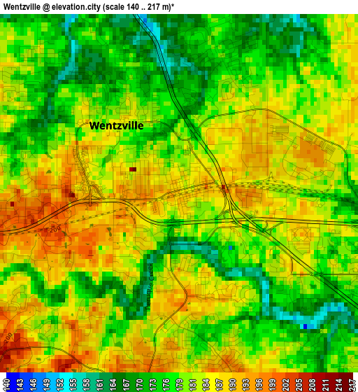 Wentzville elevation map