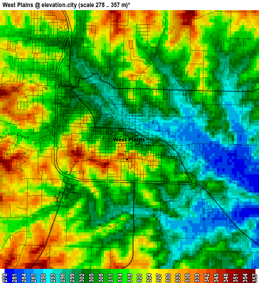 West Plains elevation map