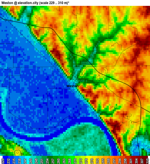 Weston elevation map