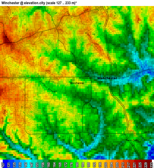 Winchester elevation map