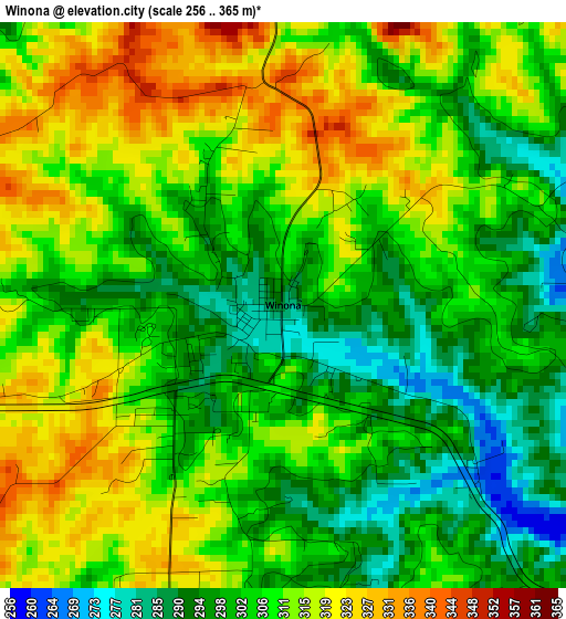 Winona elevation map