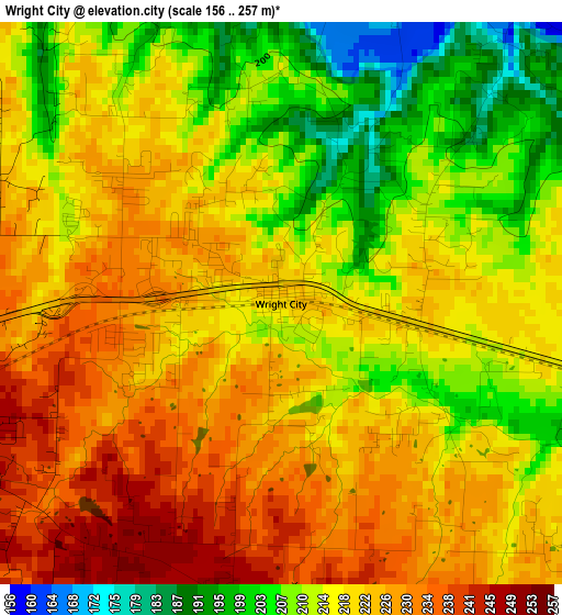 Wright City elevation map