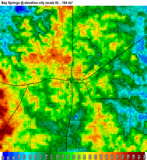 Bay Springs elevation map