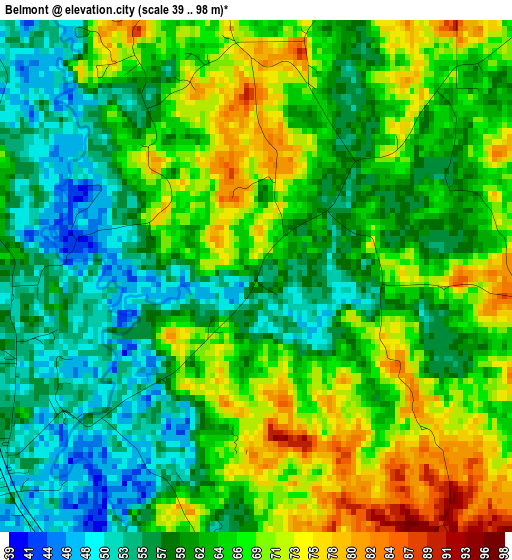 Belmont elevation map