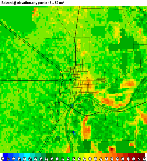 Belzoni elevation map