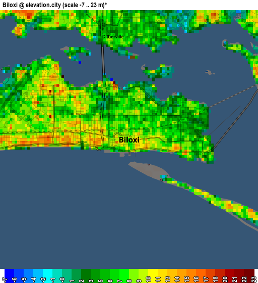 Biloxi elevation map