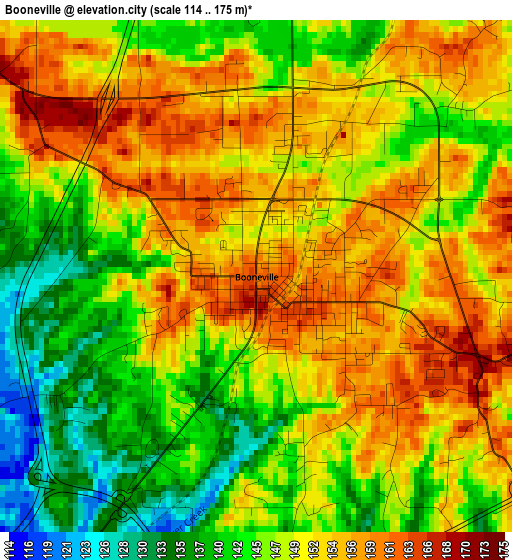 Booneville elevation map