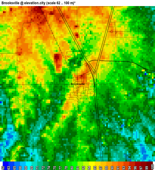 Brooksville elevation map