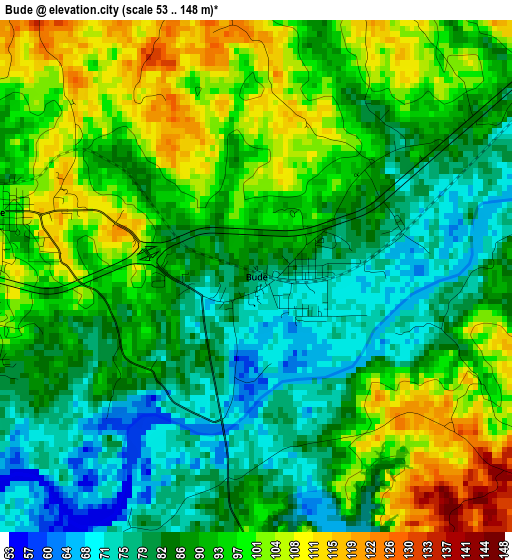 Bude elevation map