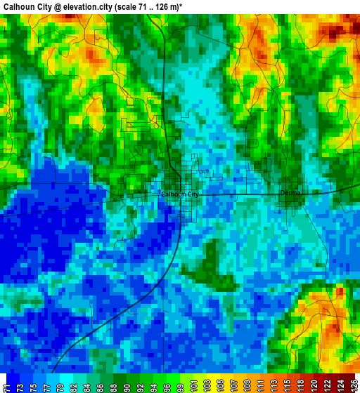 Calhoun City elevation map