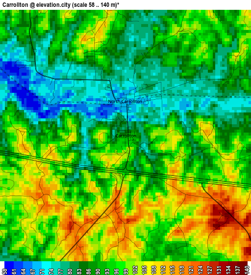 Carrollton elevation map