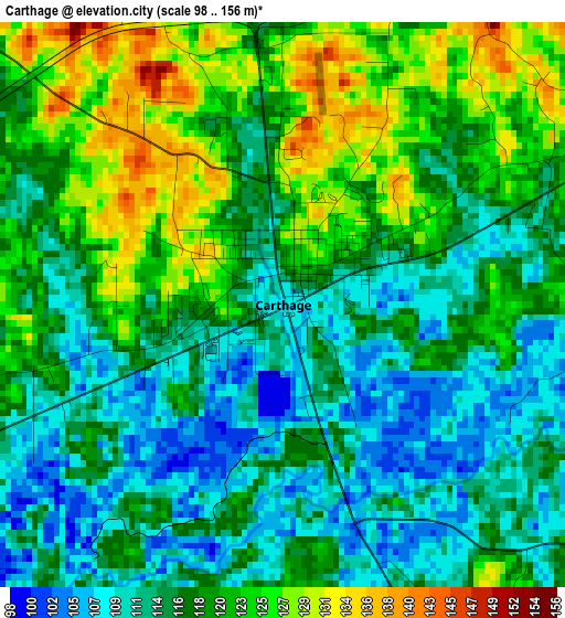 Carthage elevation map