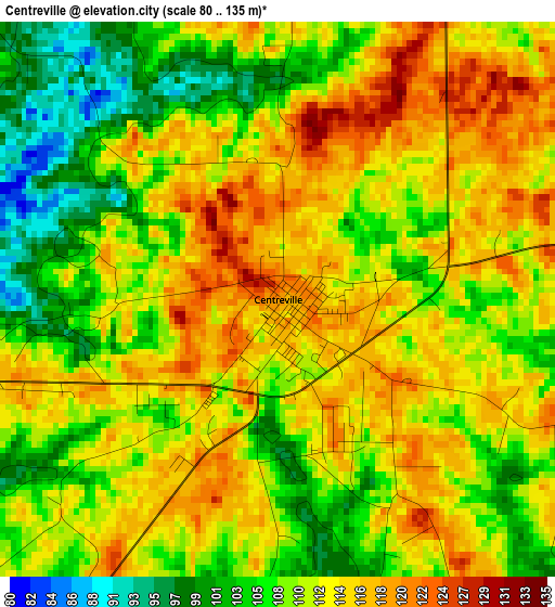 Centreville elevation map