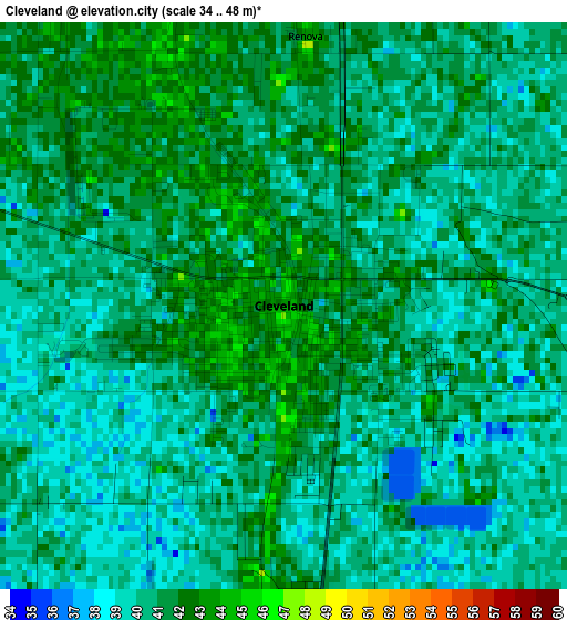 Cleveland elevation map