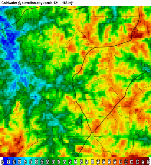 Coldwater elevation map