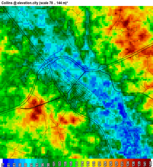 Collins elevation map