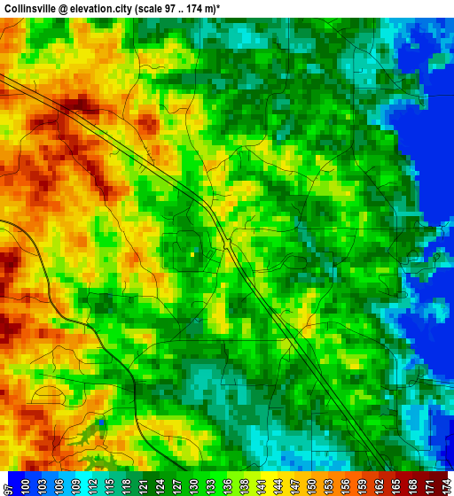 Collinsville elevation map