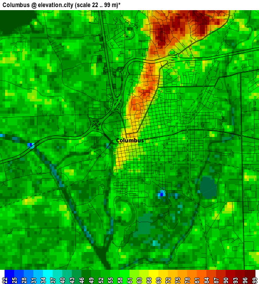 Columbus elevation map