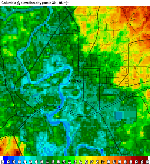 Columbia elevation map