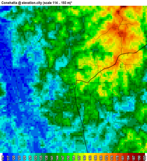 Conehatta elevation map