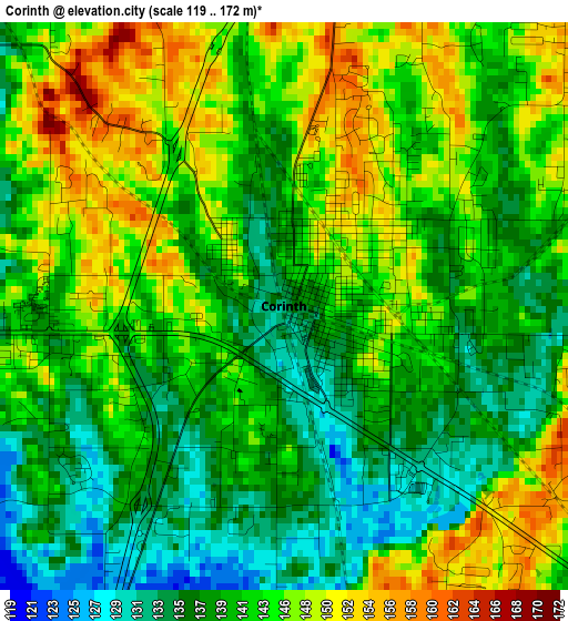 Corinth elevation map