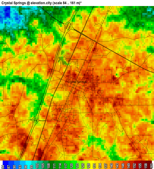 Crystal Springs elevation map