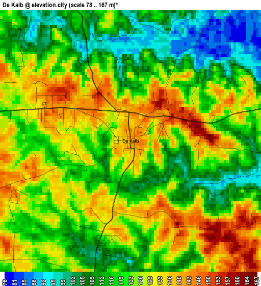 De Kalb elevation map