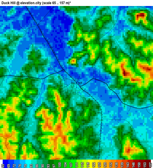 Duck Hill elevation map