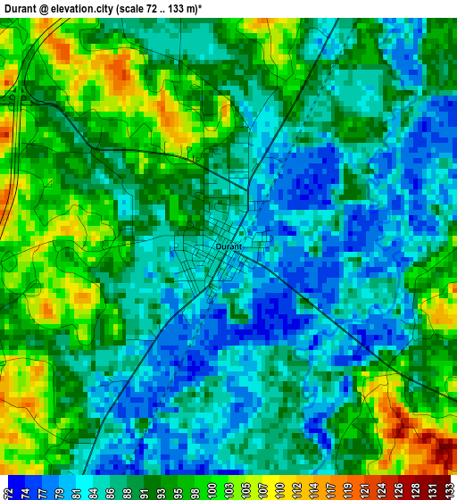 Durant elevation map