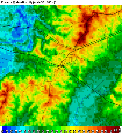 Edwards elevation map