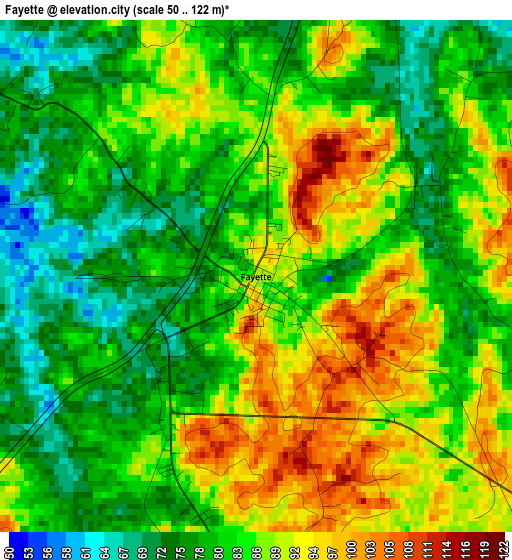 Fayette elevation map