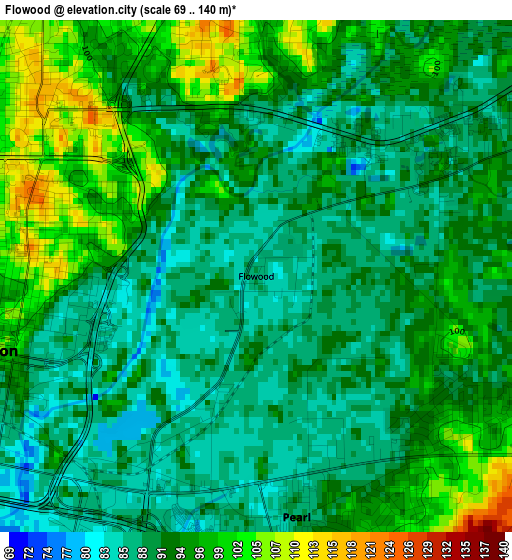 Flowood elevation map