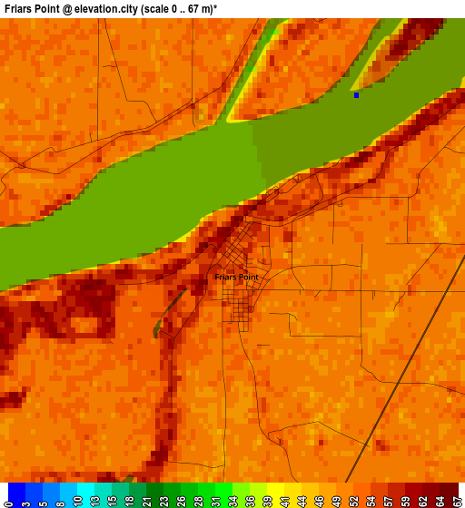 Friars Point elevation map