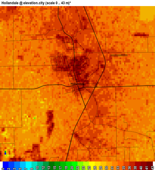 Hollandale elevation map