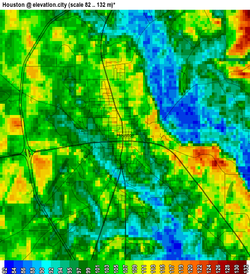 Houston elevation map