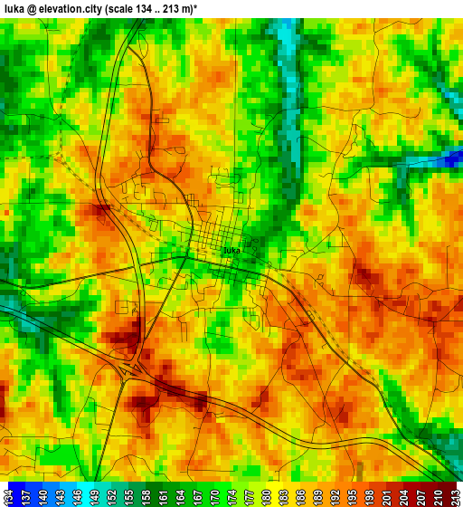 Iuka elevation map