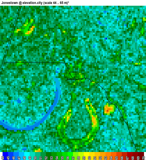 Jonestown elevation map