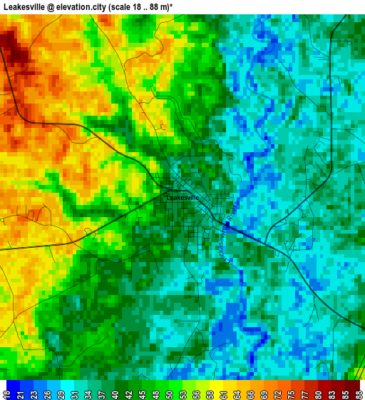 Leakesville elevation map