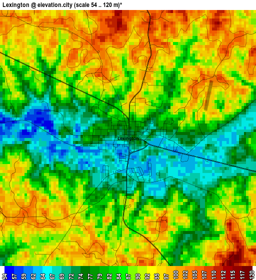 Lexington elevation map