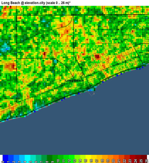 Long Beach elevation map